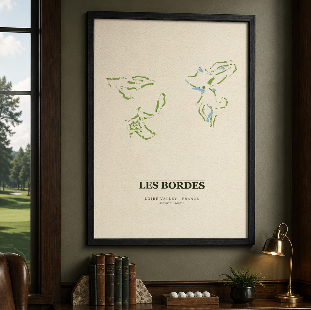 Les Bordes Golf Course Map Print Poster | France Golf Wall Art Decor