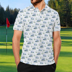 Retro Golf Cart Motif Polo Shirt - Golf Gift for Golfers