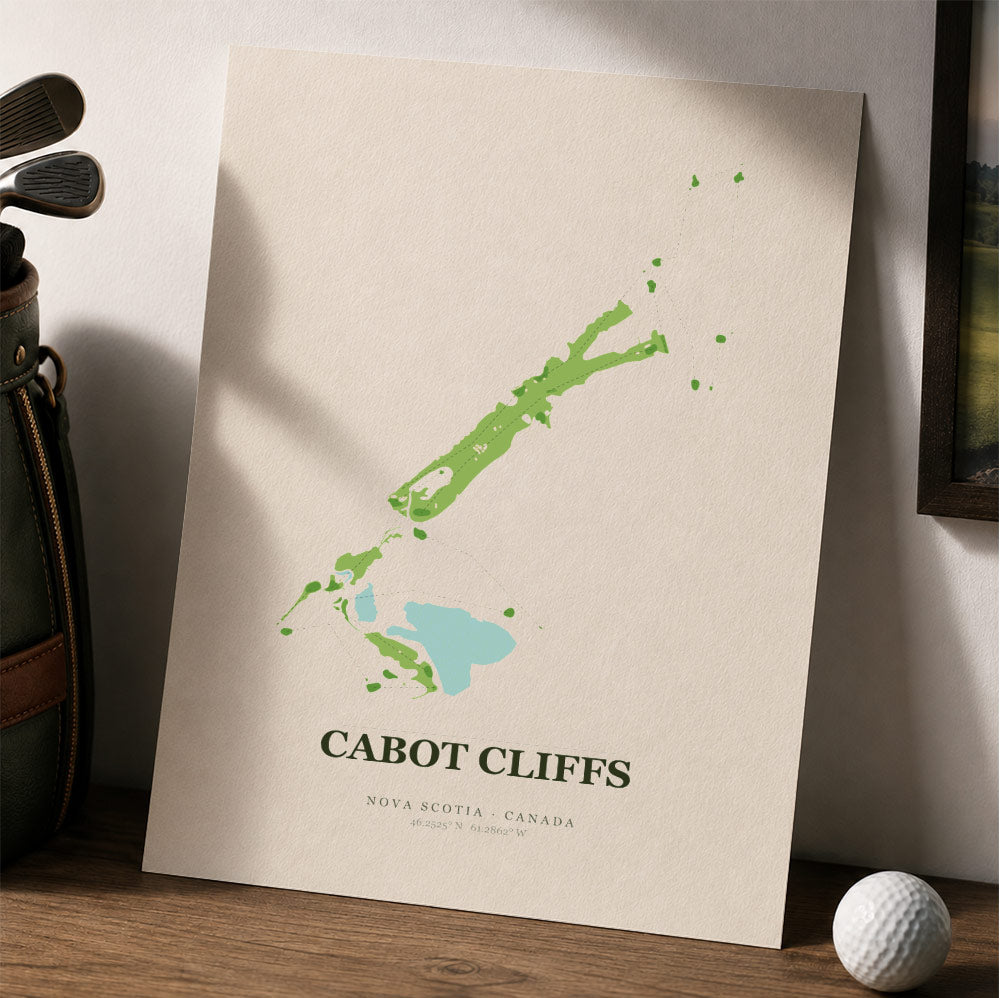 Cabot Cliffs Golf Course Map Print Poster | Nova Scotia Canada Golf Wall Art