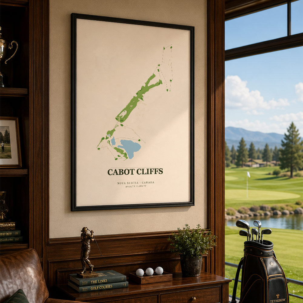 Cabot Cliffs Golf Course Map Print Poster | Nova Scotia Canada Golf Wall Art