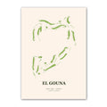 El Gouna golf course map print poster, Red Sea Egypt golf wall art