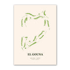 El Gouna golf course map print poster, Red Sea Egypt golf wall art