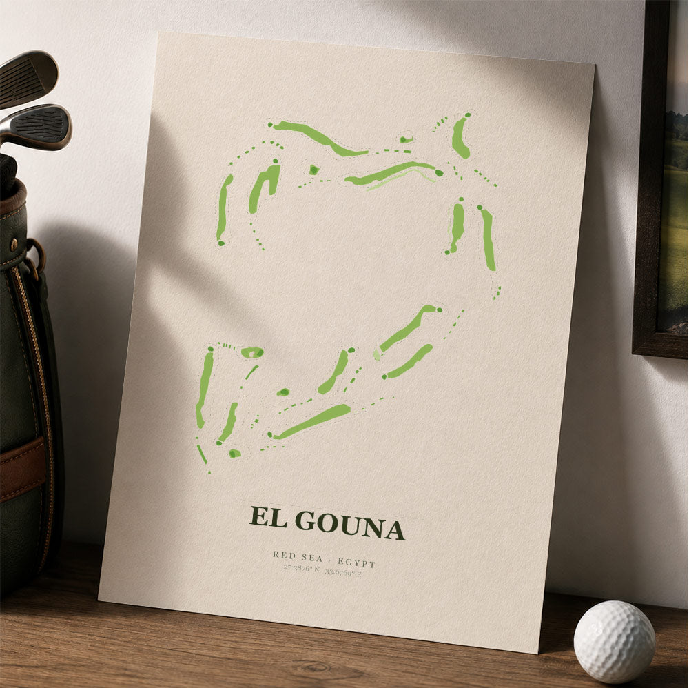 El Gouna Golf Course Map Print Poster | Red Sea Egypt Golf Wall Art
