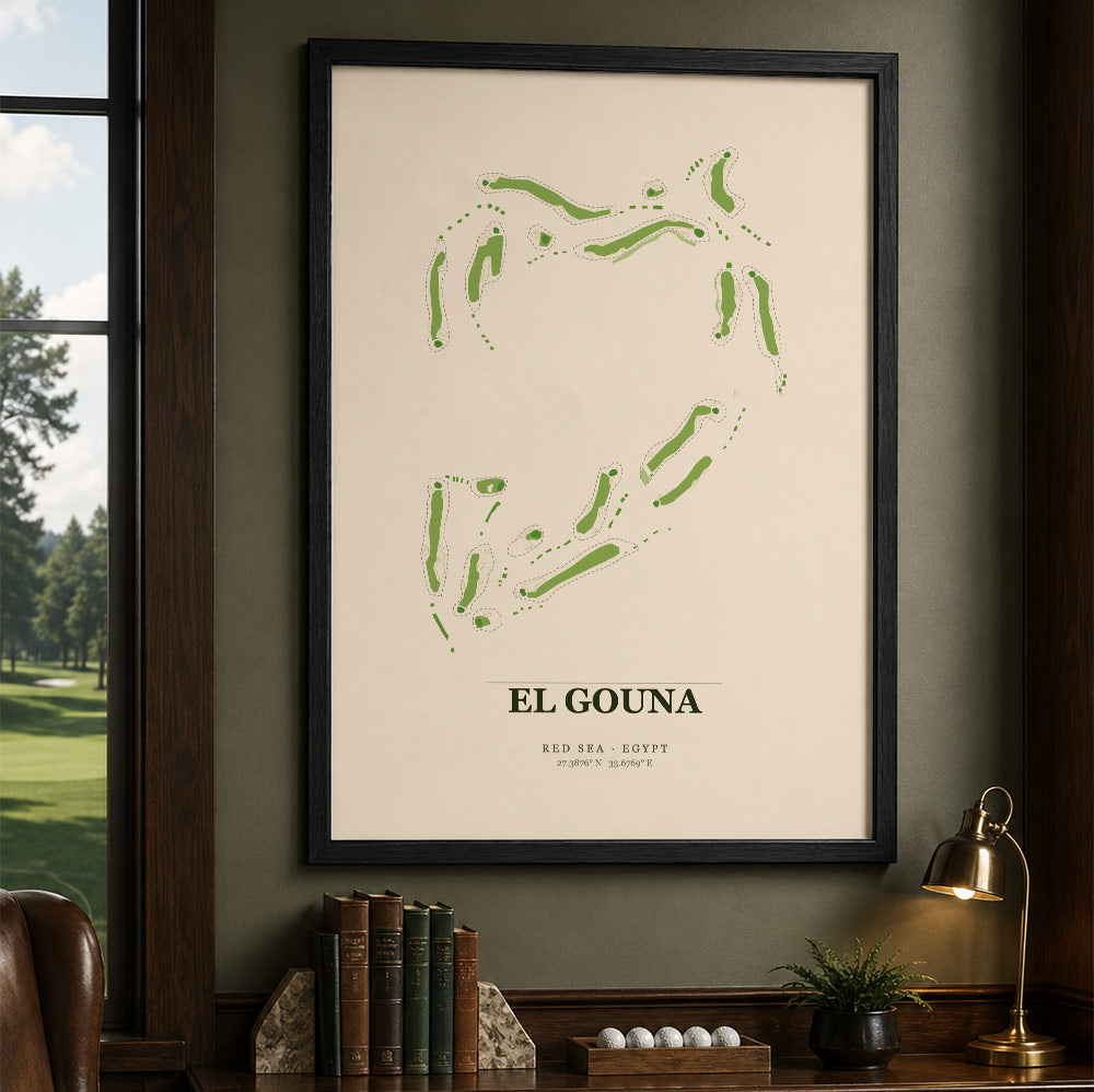 El Gouna Golf Course Map Print Poster | Red Sea Egypt Golf Wall Art