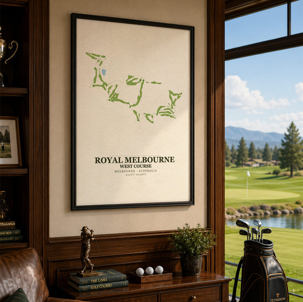 Royal Melbourne West Course Map Print Poster | Australia Golf Wall Art Decor