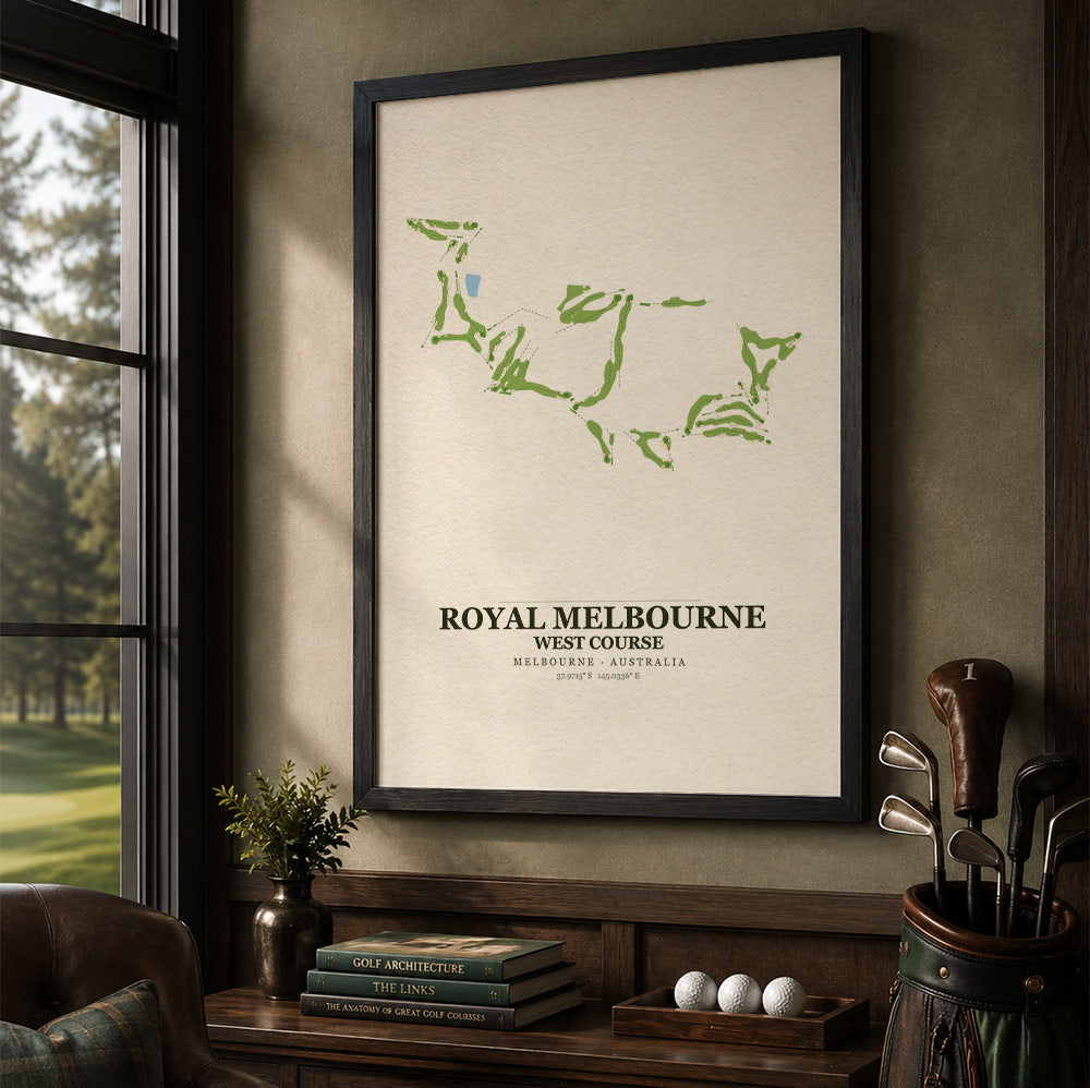 Royal Melbourne West Course Map Print Poster | Australia Golf Wall Art Decor