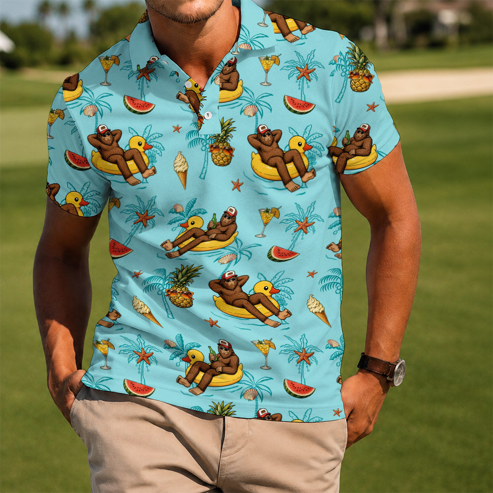 Bigfoot Pool Party Golf Polo Shirt - Golf Gift for Golfers
