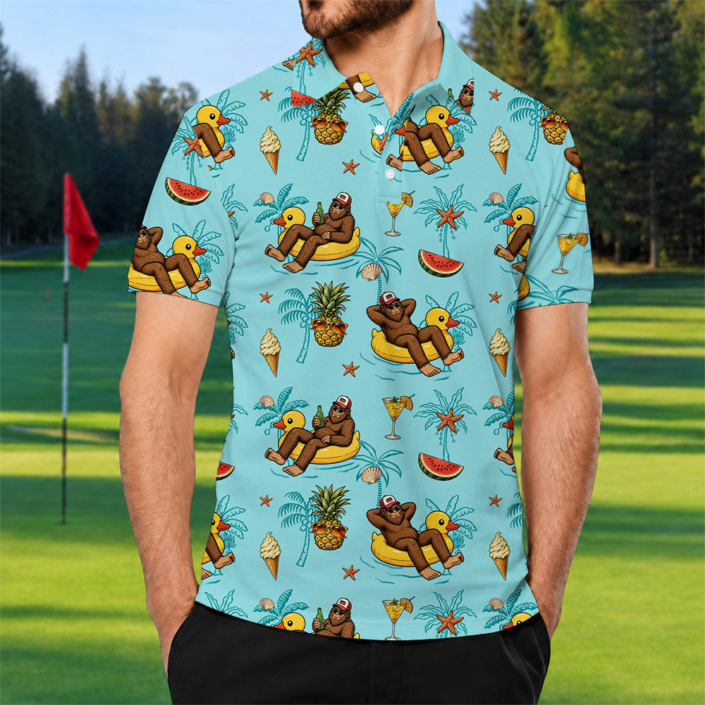 Bigfoot Pool Party Golf Polo Shirt - Golf Gift for Golfers