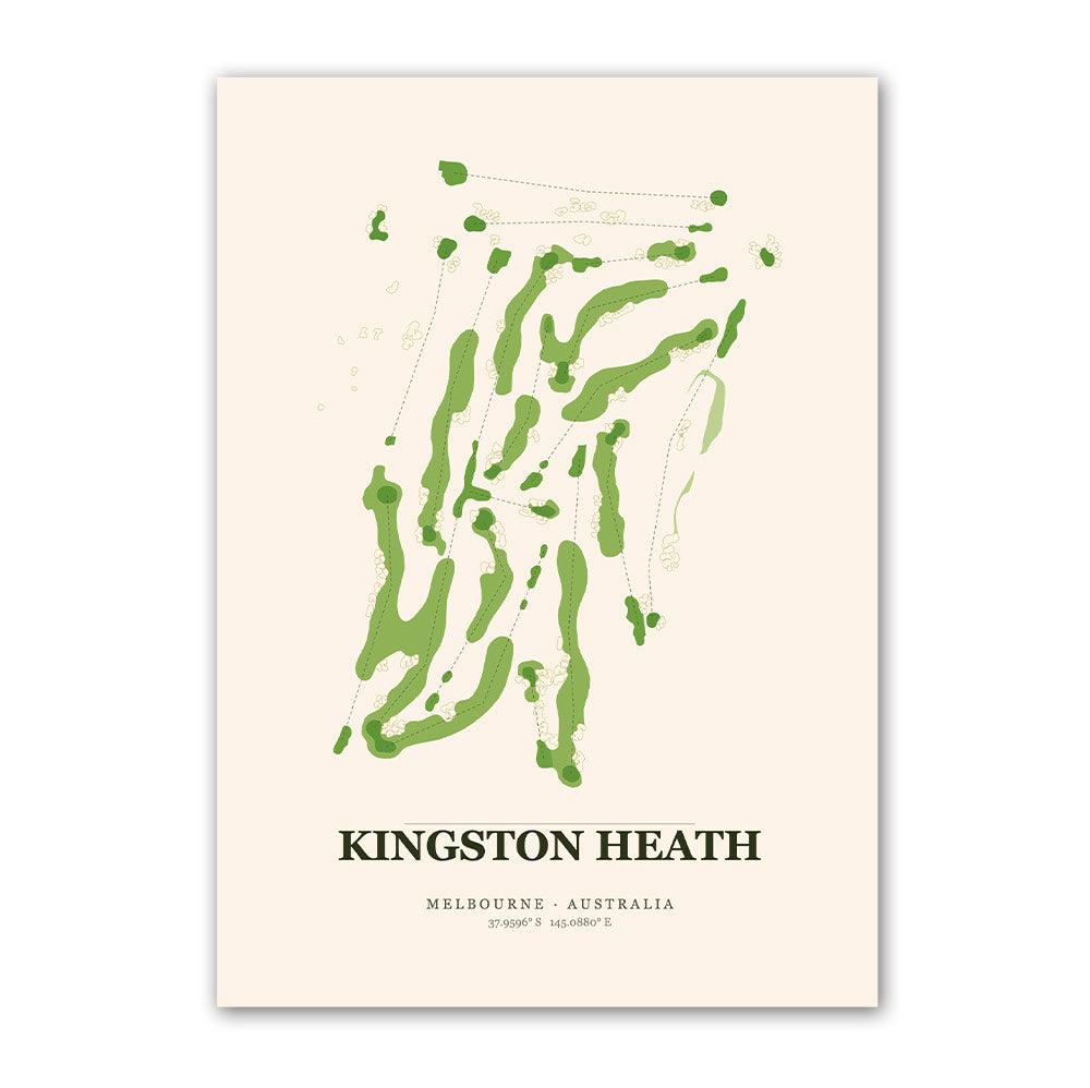 Kingston Heath Golf Course Map Print Poster | Australia Golf Wall Art Decor