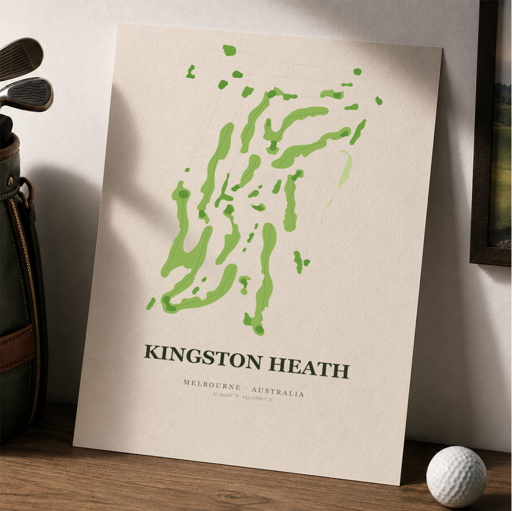 Kingston Heath Golf Course Map Print Poster | Australia Golf Wall Art Decor