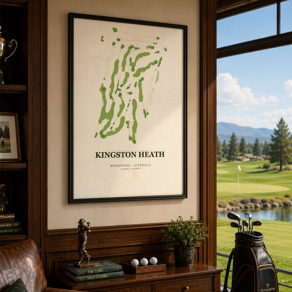 Kingston Heath Golf Course Map Print Poster | Australia Golf Wall Art Decor