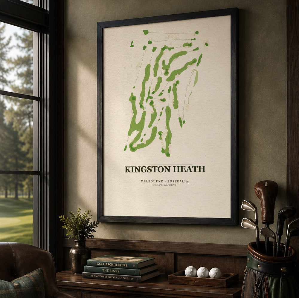 Kingston Heath Golf Course Map Print Poster | Australia Golf Wall Art Decor