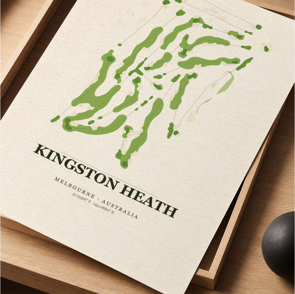 Kingston Heath Golf Course Map Print Poster | Australia Golf Wall Art Decor