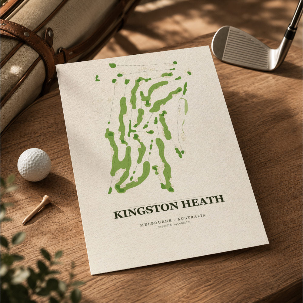 Kingston Heath Golf Course Map Print Poster | Australia Golf Wall Art Decor