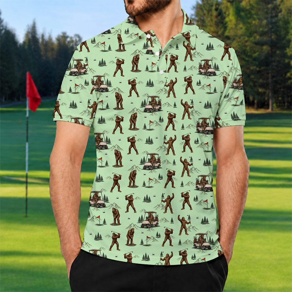 Bigfoot Tropical Surf Golf Polo Shirt - Golf Gift for Golfers