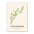Cape Kidnappers Golf Course Map Print Poster | New Zealand Golf Wall Art Decor
