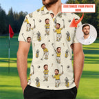 Custom Face Photo V2 Golf Polo Shirt - Golf Gift for Golfers