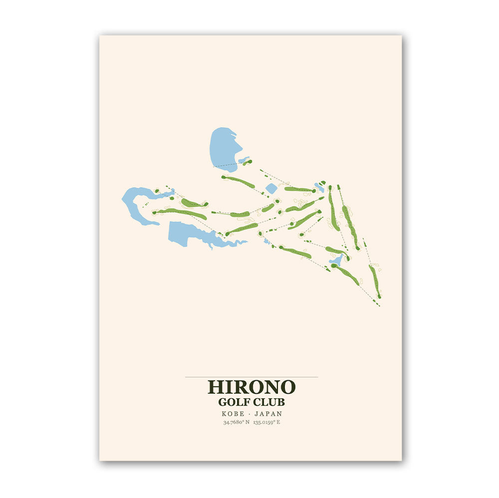 Hirono Golf Club Course Map Print Poster | Japan Golf Wall Art Decor