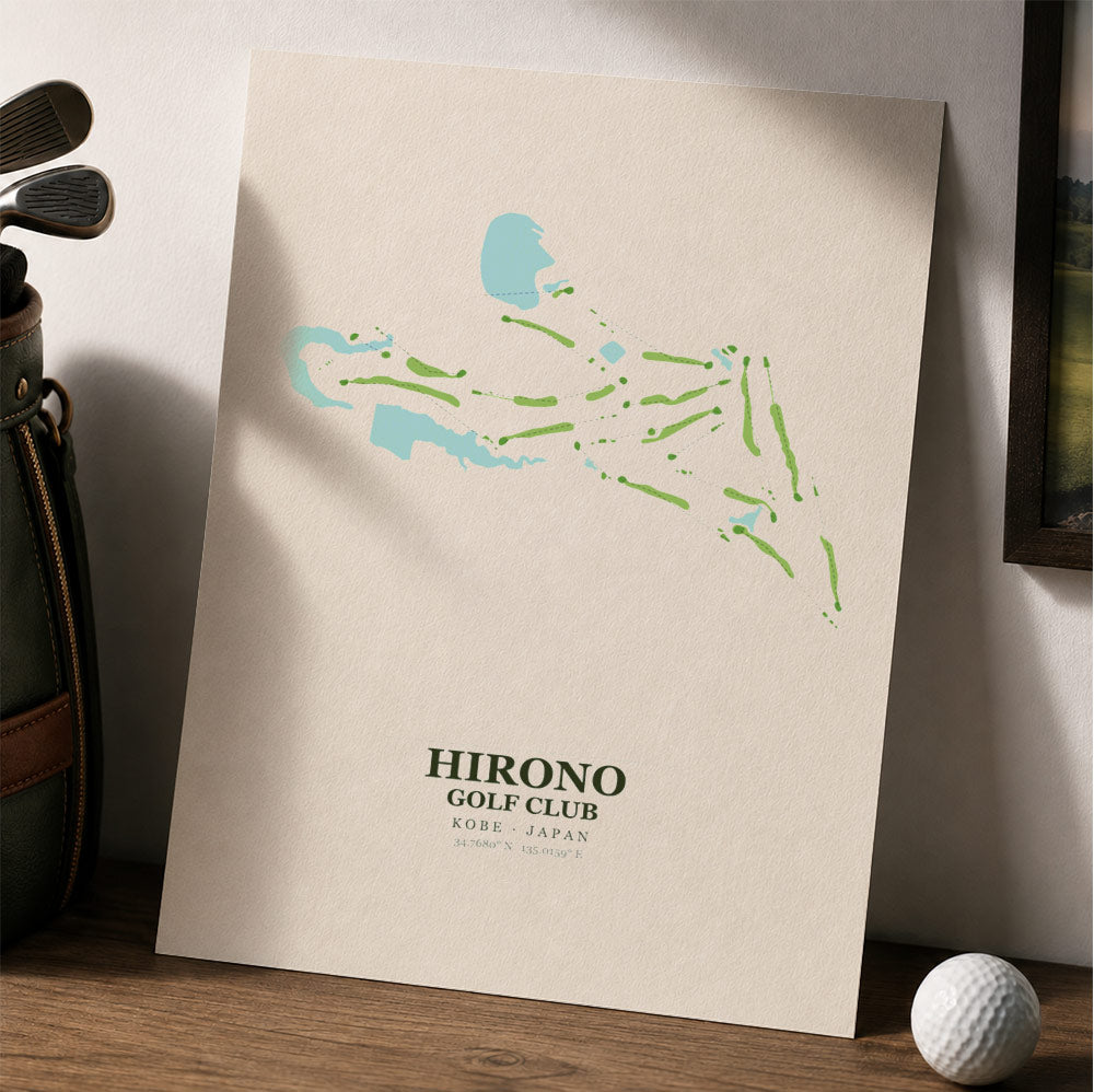 Hirono Golf Club Course Map Print Poster | Japan Golf Wall Art Decor