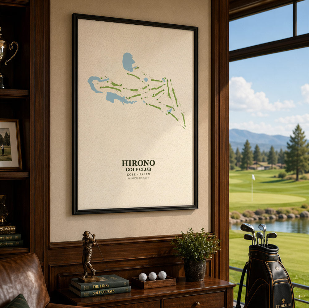 Hirono Golf Club Course Map Print Poster | Japan Golf Wall Art Decor