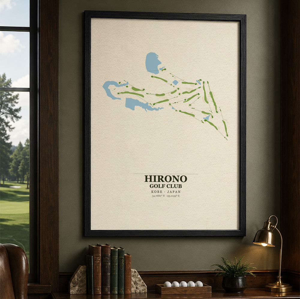 Hirono Golf Club Course Map Print Poster | Japan Golf Wall Art Decor