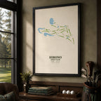 Hirono Golf Club Course Map Print Poster | Japan Golf Wall Art Decor