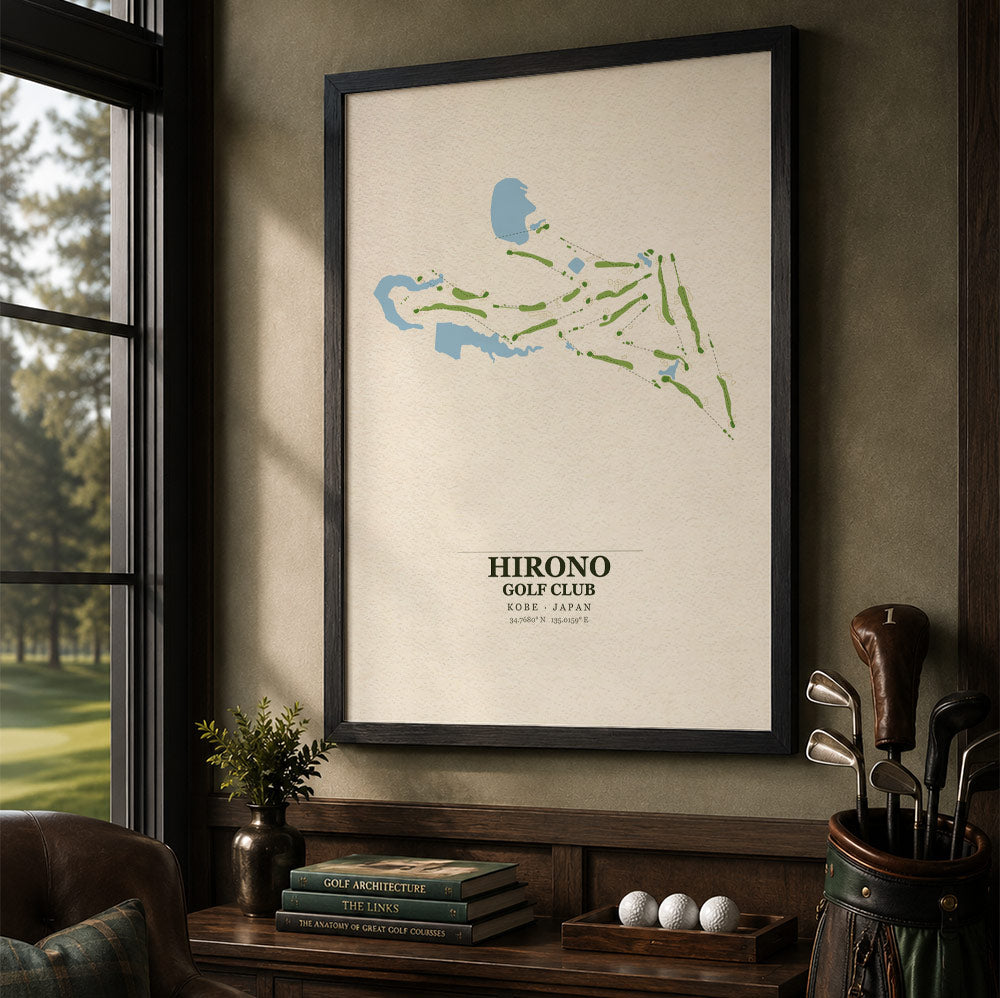 Hirono Golf Club Course Map Print Poster | Japan Golf Wall Art Decor