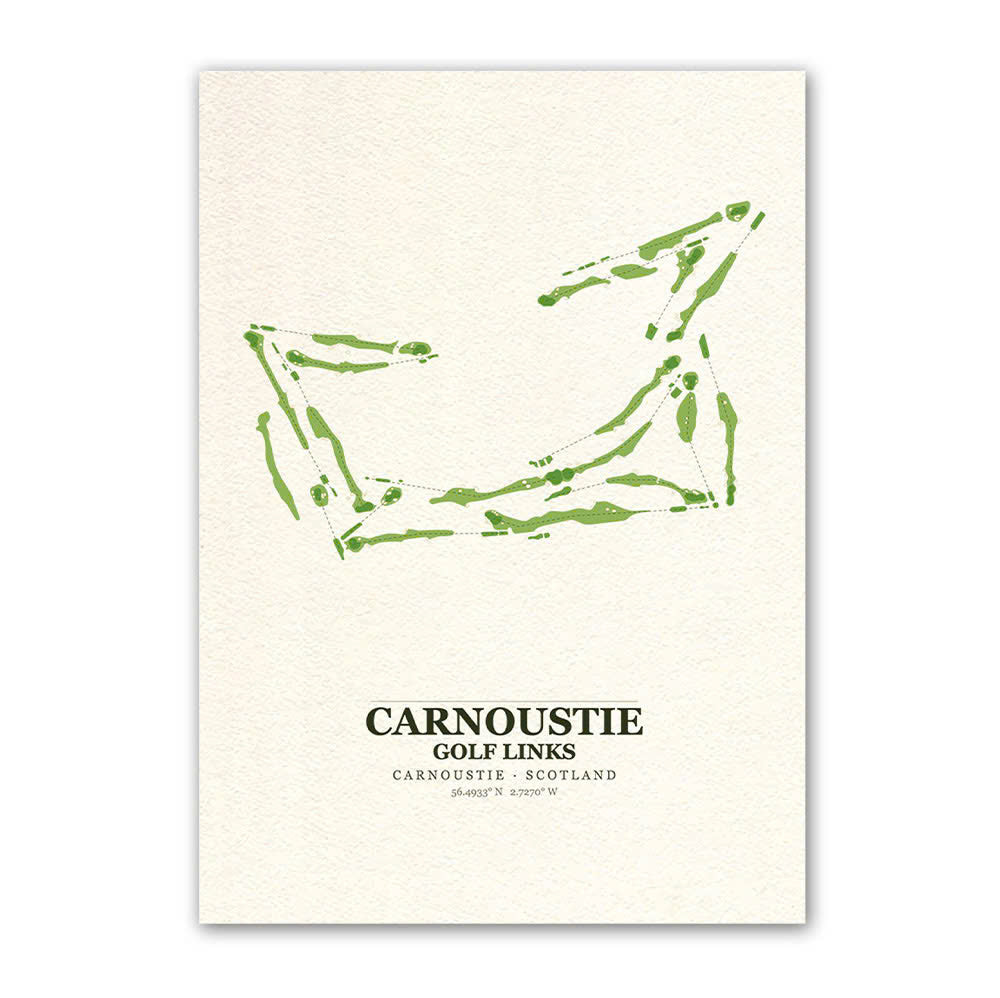 Carnoustie Golf Links Course Map Art Print Poster | Scotland Golf Wall Art Decor