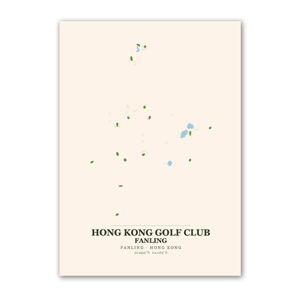Hong Kong Golf Club Fanling Course Map Print Poster | Hong Kong Golf Wall Art Decor