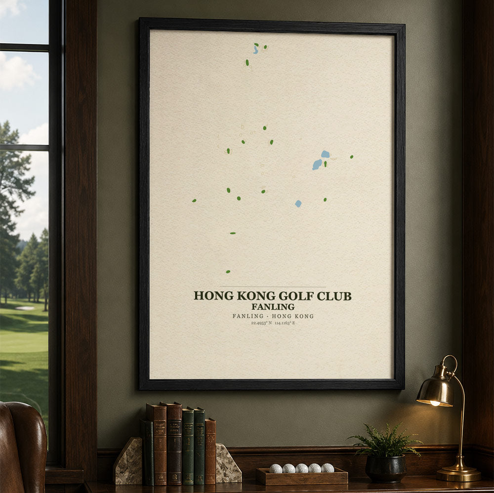 Hong Kong Golf Club Fanling Course Map Print Poster | Hong Kong Golf Wall Art Decor