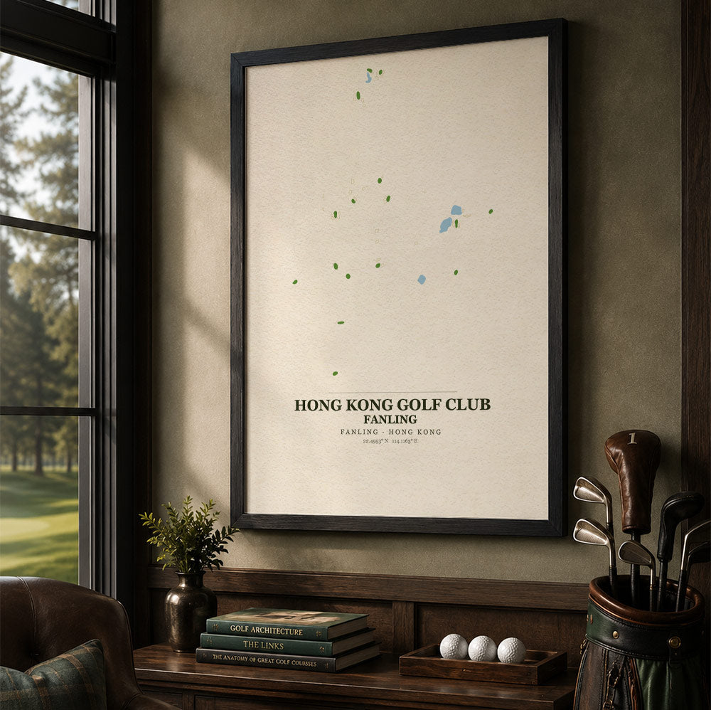 Hong Kong Golf Club Fanling Course Map Print Poster | Hong Kong Golf Wall Art Decor