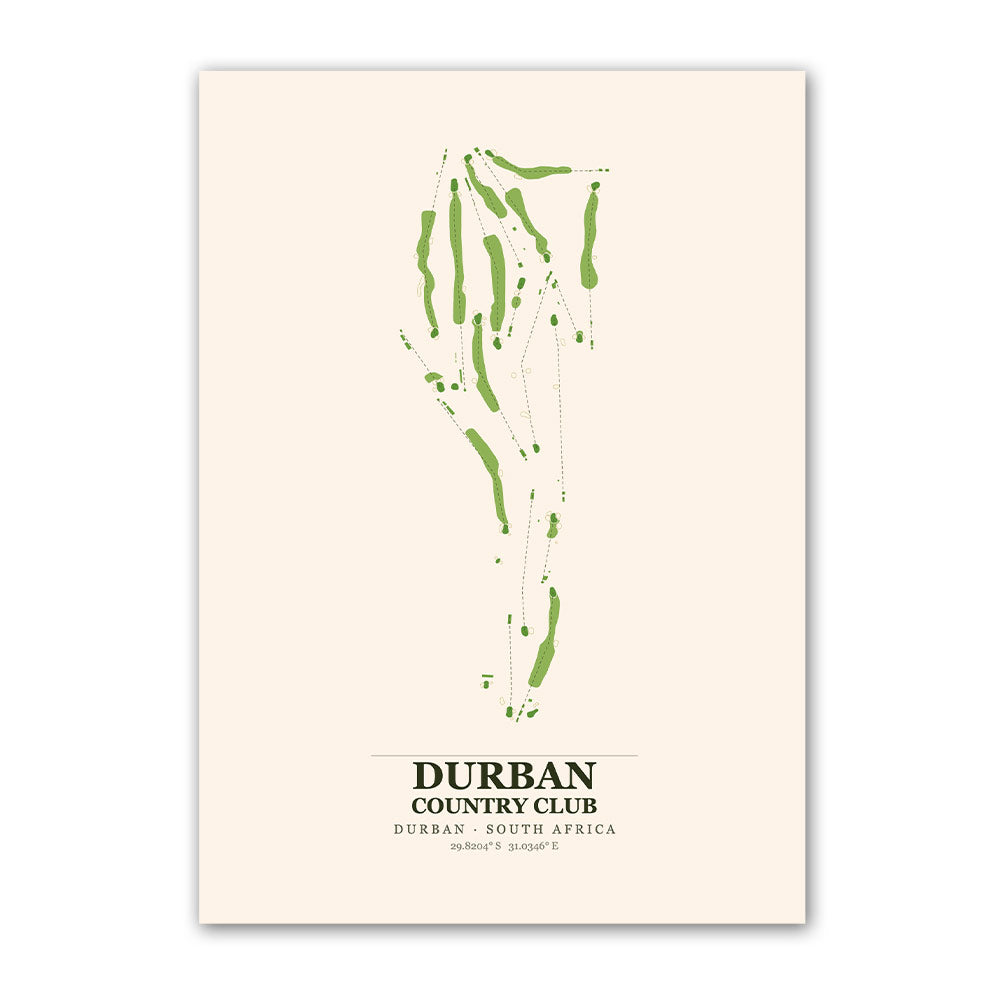 Durban Country Club Golf Course Map Print Poster | South Africa Golf Wall Art Decor