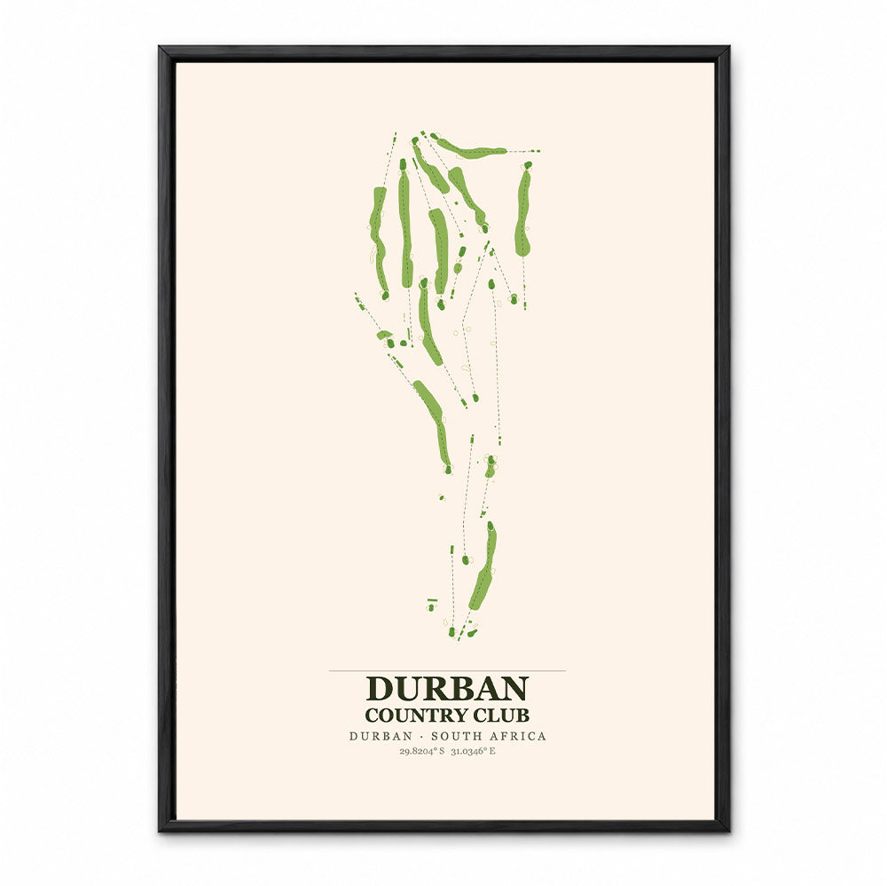 Durban Country Club Golf Course Map Print Poster | South Africa Golf Wall Art Decor