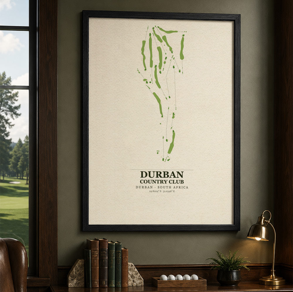 Durban Country Club Golf Course Map Print Poster | South Africa Golf Wall Art Decor