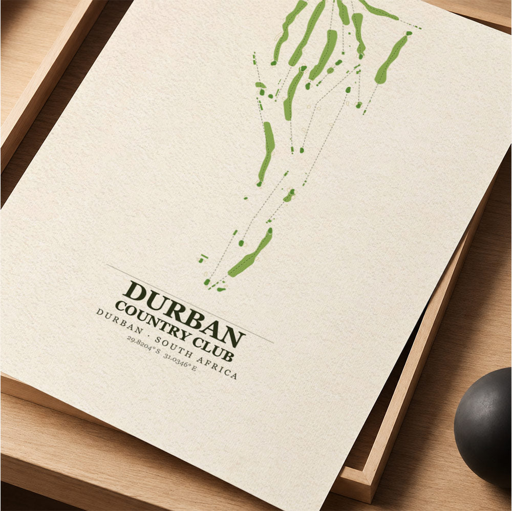 Durban Country Club Golf Course Map Print Poster | South Africa Golf Wall Art Decor