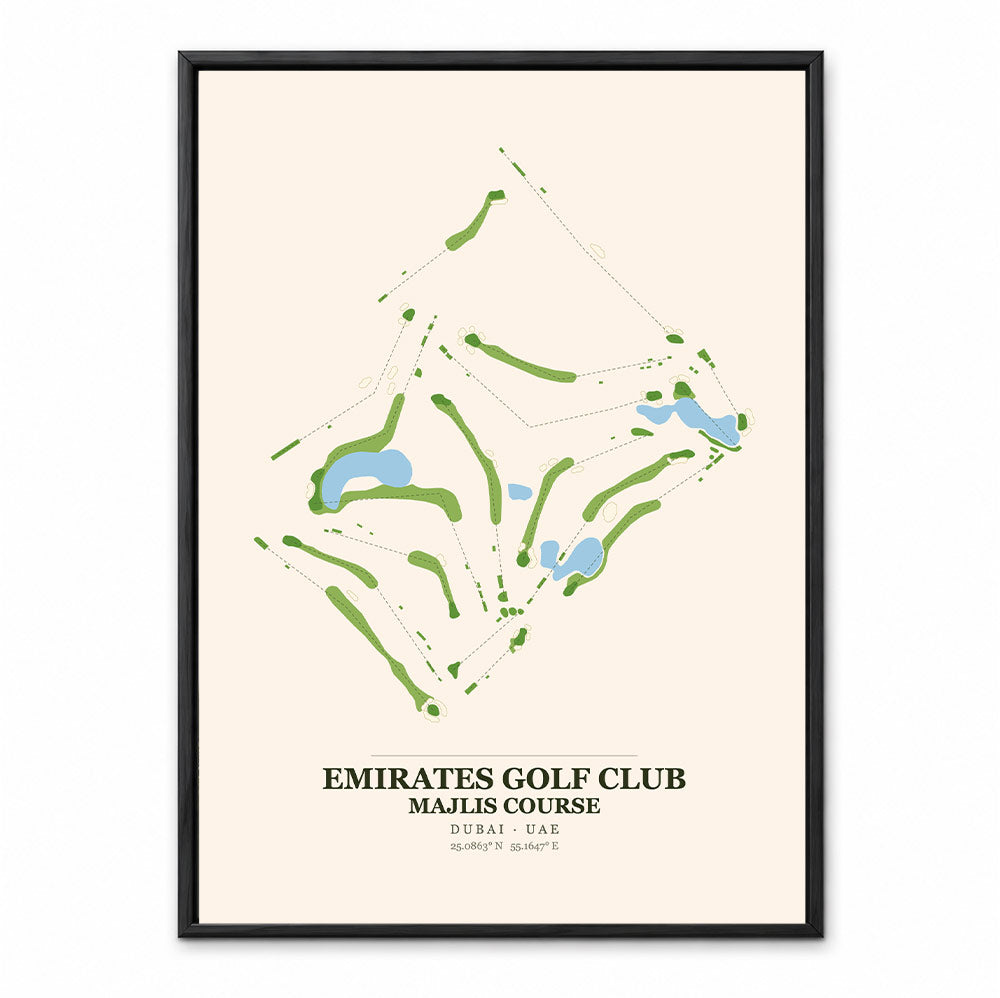 Emirates Golf Club Majlis Course Map Print Poster | Dubai UAE Golf Wall Art Decor