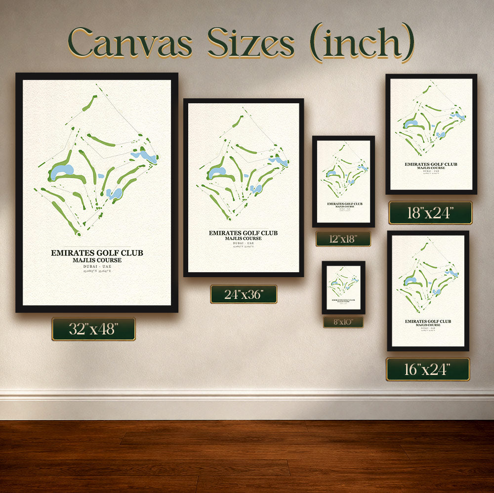 Emirates Golf Club Majlis Course Map Print Poster | Dubai UAE Golf Wall Art Decor