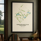 Emirates Golf Club Majlis Course Map Print Poster | Dubai UAE Golf Wall Art Decor