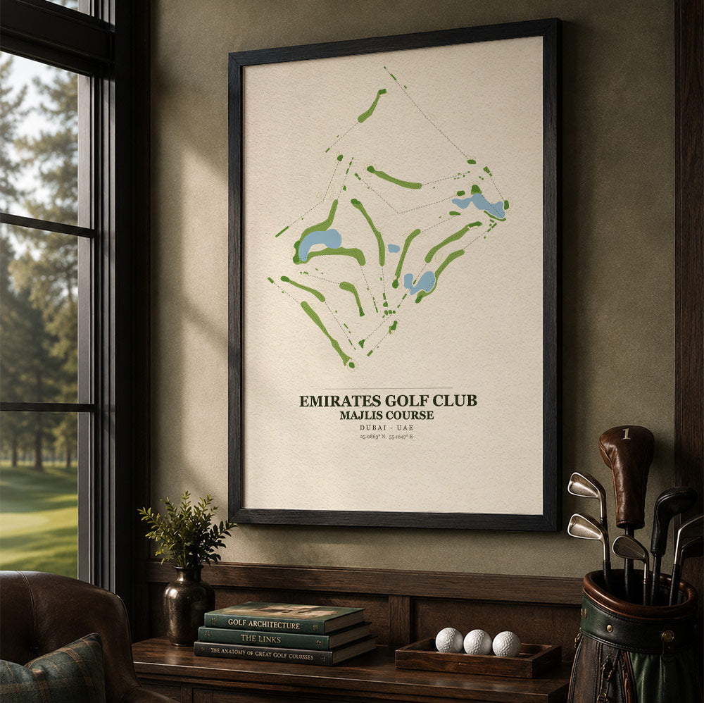 Emirates Golf Club Majlis Course Map Print Poster | Dubai UAE Golf Wall Art Decor