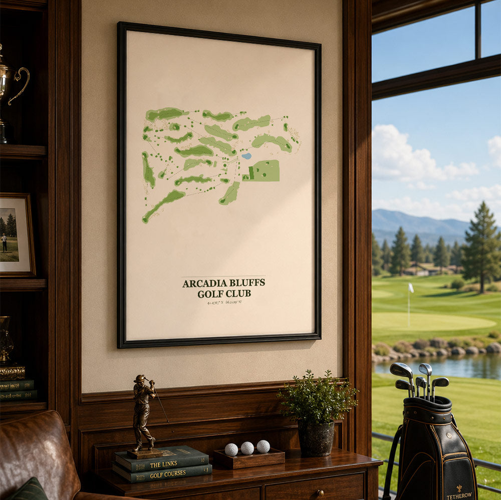 Arcadia Bluffs Golf Course Map Print Poster | Michigan USA Golf Wall Art