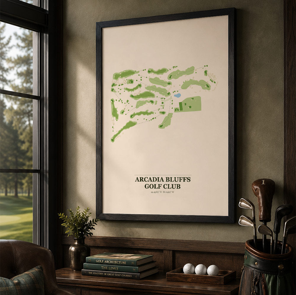 Arcadia Bluffs Golf Course Map Print Poster | Michigan USA Golf Wall Art