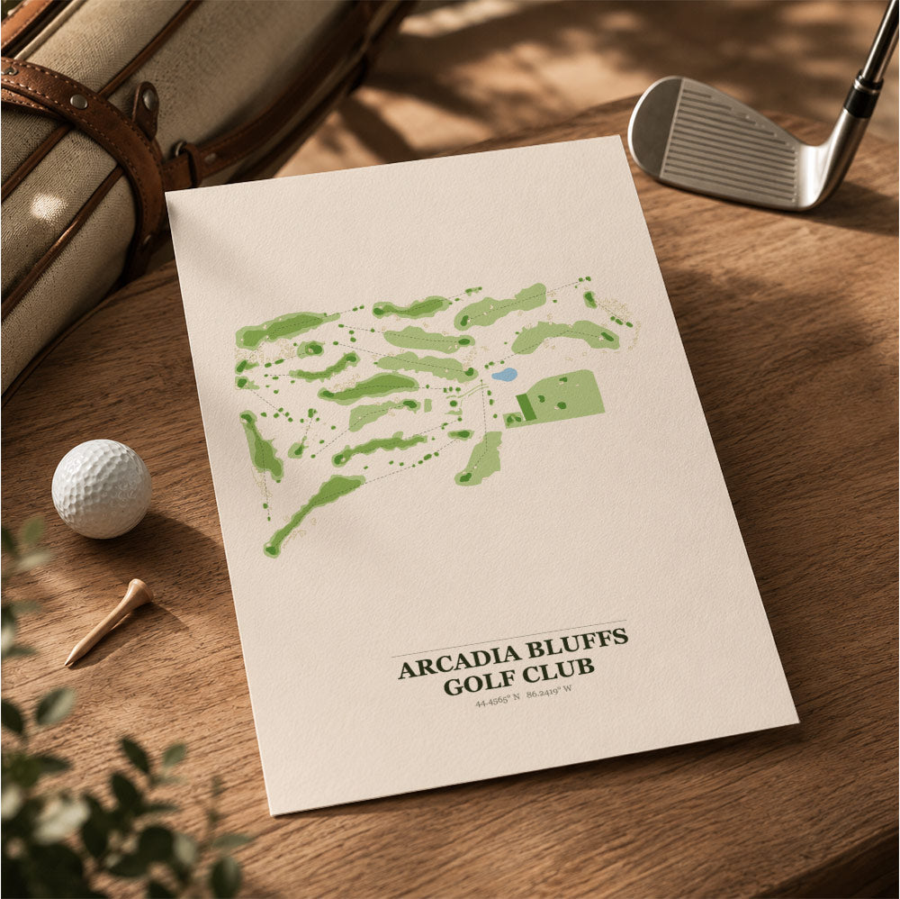 Arcadia Bluffs Golf Course Map Print Poster | Michigan USA Golf Wall Art