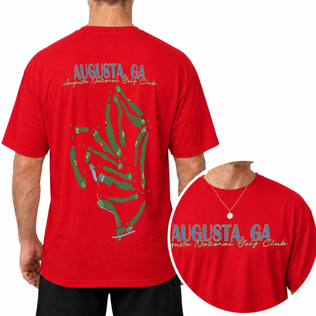 Augusta GA Golf Course Map Unisex T-Shirt - Vintage Golf Club Souvenir Shirt