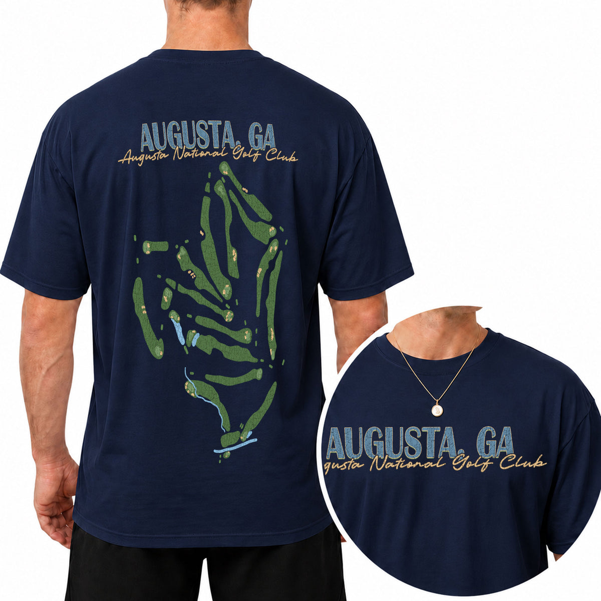 Augusta GA Golf Course Map Unisex T-Shirt - Vintage Golf Club Souvenir Shirt