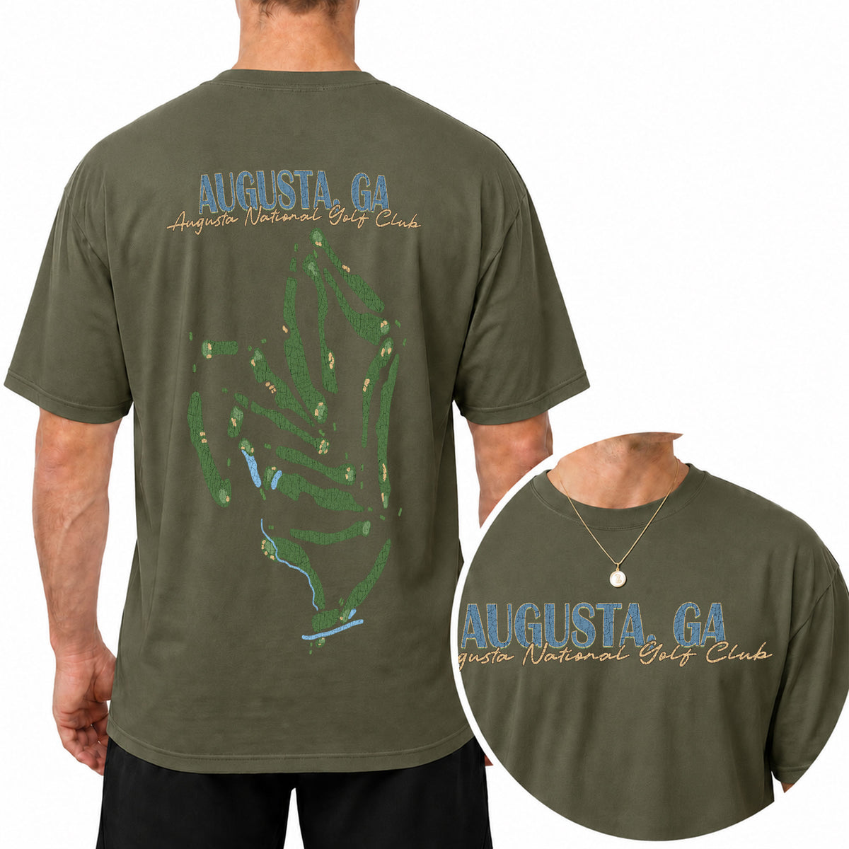 Augusta GA Golf Course Map Unisex T-Shirt - Vintage Golf Club Souvenir Shirt