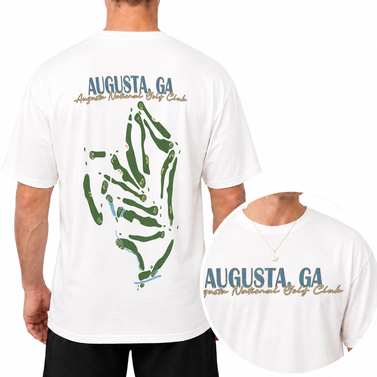 Augusta GA Golf Course Map Unisex T-Shirt - Vintage Golf Club Souvenir Shirt