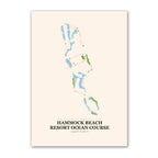 Hammock Beach Resort Ocean golf course map print poster, South Carolina USA golf wall art