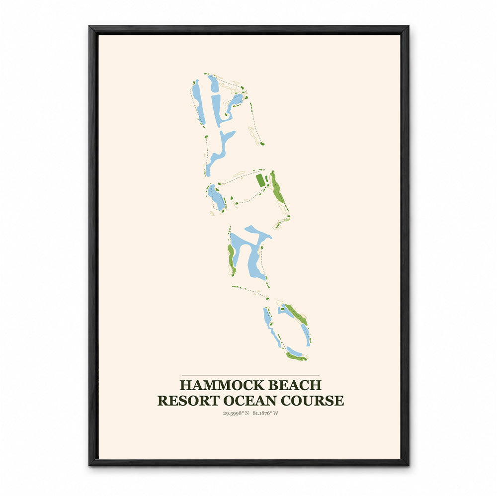 Hammock Beach Resort Ocean course map in South Carolina USA