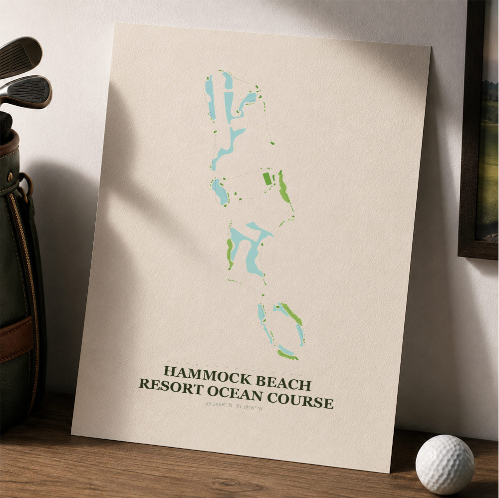 Hammock Beach Resort Ocean Golf Course Map Print Poster | South Carolina USA Golf Wall Art