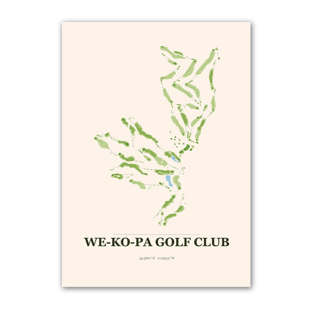 We Ko Pa golf course map print poster, Arizona USA golf wall art